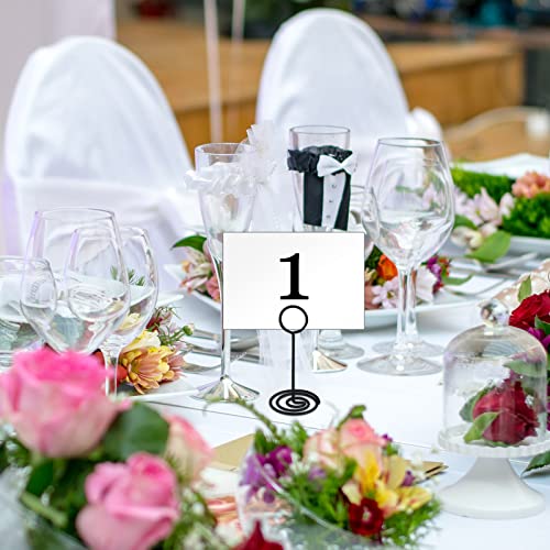 TecUnite 24 Pieces 3.35 Inch Table Number Holder Place Card Photo Holder Picture Name Menu Clips Memo Cards Stand for Wedding Reception Anniversary Birthday Party Centerpieces (Black) - color: Black