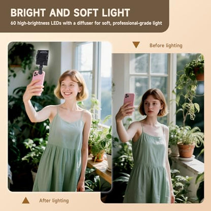 YSKE-Selfie Light, Clip On Phone Light for Video Calls& Professional Dual Clip Phone Light Compatible with Rechargeable Battery 3 Color Modes for iPho