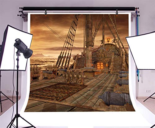 Yeele 7x7ft Vintage Sailboat Backdrop for Photography Nautical Battleship Old Wooden Deck Background Pirate Ship Kids Boy Adult Photo Booth Shoot Studio Props
