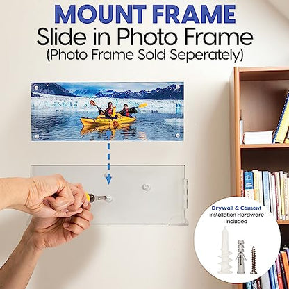 Mammoth DuraClear Wall Mount Kit for 4x10 Acrylic Picture Frames, Hardware Installation Kit and Double Sided Tape Inclusive (Landscape Orientation) - size: 4x10 Wall Mount Kit