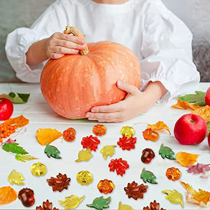 Jangostor 200 PCS Acrylic Leaves Mini Pumpkins Acorns Maple Leaves Acrylic Fall Decorations, Thanksgiving Table Scatter Fall Vase Filler Gems for DIY Crafts, Home, Thanksgiving and Autumn Decoration