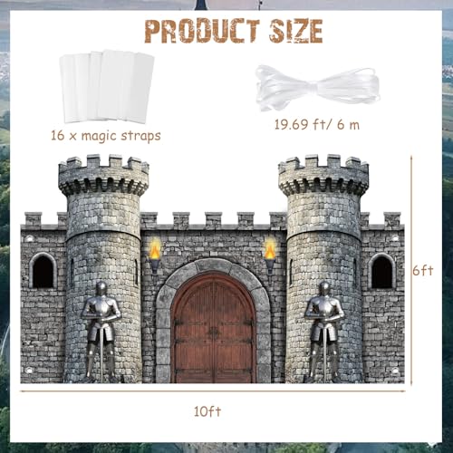 Panelee Medieval Party Decorations, Castle Backdrop Photo Prop, 10 x 6 ft Large Medieval Knight Birthday Party Decoration for Themed Birthday Supplies - style: Castle