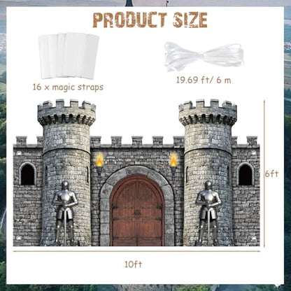 Panelee Medieval Party Decorations, Castle Backdrop Photo Prop, 10 x 6 ft Large Medieval Knight Birthday Party Decoration for Themed Birthday Supplies - style: Castle