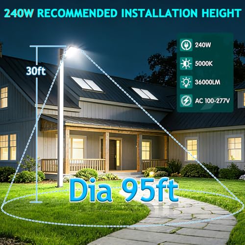 240W LED Parking Lot Light Dusk to Dawn Photocell 5000K Commercial Outdoor Area Light IP65 Waterproof 100-277V 36000LM Wall Mount - size: 240W Wall Mount