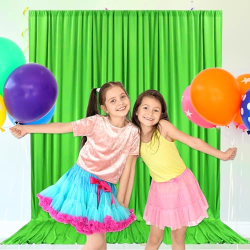 10ft x 10ft Emerald Green Backdrop Curtains for Parties, Fabric Satin Background Curtain with Rod Pockets for Weddings, Birthday, Baby Shower, Photography, Graduation Party Backdrop Drapes, 2 Panels - color: Emerald Green