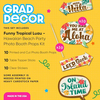 Big Dot of Happiness Funny Tropical Luau - Hawaiian Beach Party Photo Booth Props Kit - 10 Piece