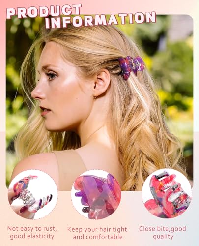 Claw Hair Clips Jaw Clamps - 12PCS Small Hair Claw Jaw Clamp for Thin Hair Styling Accessories Classic Hair Clamp for Women Girls (Flower#1) - color: Flower#1