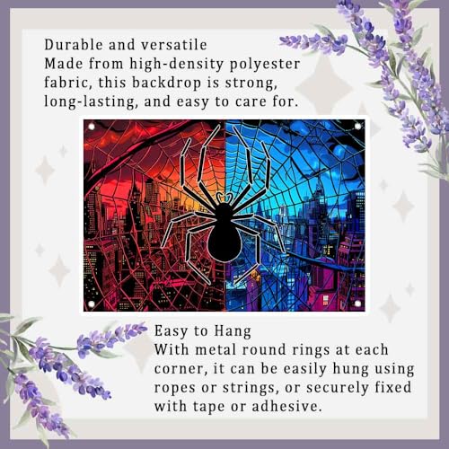6×4FT Dark Psychedelic Spider Backdrop Birthday Movie Party Decorations Witch Photo Booth Studio Props TAYHB101 - size: 6x4FT