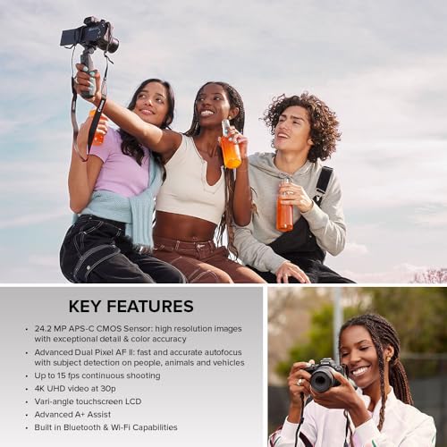 Canon EOS R50 Mirrorless Vlogging Camera (Body Only/Black), RF Mount, 24.2 MP, 4K Video, DIGIC X Image Processor, Subject Detection & Tracking, Compact, Smartphone Connection, Content Creator - color: Black, style: EOS R50 Body Only