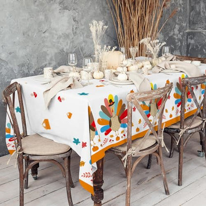 Gatherfun Turkey Thanksgiving Party Supplies - 3 Pack Disposable Plastic Tablecloth, 54”x108” Table Cover Ideal for Autumn and Thanksgiving Party Decorations - style: thanksgiving