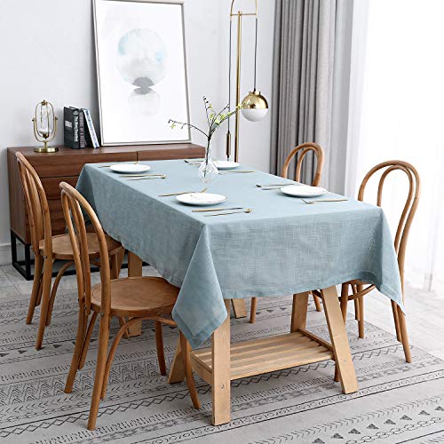 maxmill Lux Faux Linen Table Cloth with Slubby Texture Wrinkle Resistant Anti-Shrink Soft Tablecloth for Kitchen Dining Tabletop for Banquet Parties Event Dinner Rectangle 52 x 70 Inch Slate Blue - color: Lux Slate Blue, size: 70" x 52" (Rectangular)