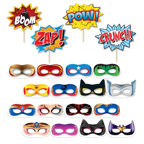 Wonder Woman and Other Superheroes Cityscape Photography Backdrop, Studio Props & Mask. Great as Super Hero City Photo Booth Background – Girl Birthday Party & Event Decorations - size: 4.5*6.0 feet