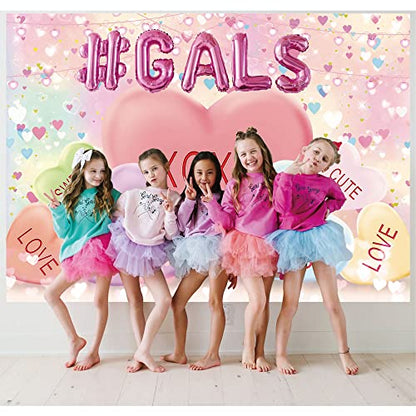 7x5ft Valentine's Day Backdrop Sweethearts Candy Conversation Hearts Photography Background for Baby Shower Kids Family Valentine's Day Party Photo Studio Props