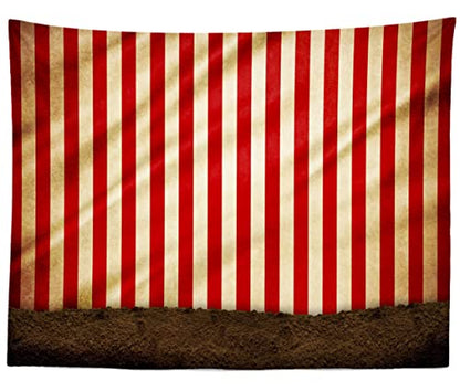 BELECO 7x5ft Fabric Circus Carnival Backdrop Red and White Stripes Circus Tent Backdrop Evil Clowns Circus Themed Party Decorations Banner Halloween Photoshoot Baby Kids Adults Portrait Photo Props - size: 7x5FT