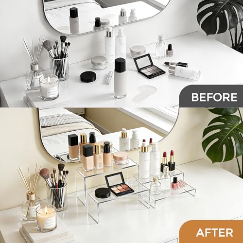 Acrylic Display Risers 8 Pcs - Clear Acrylic Shelves & Display Stand, Rectangular Risers for Cupcake, Retail & Desktop, 4 Sizes (7", 8", 9") - size: Medium