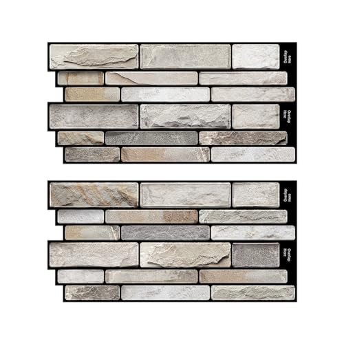 ViibXfans-3D Textured Peel and Stick Backsplash Tiles - 20-Sheets 9.69"x4.72" Waterproof Self-Adhesive Backsplashes Tile for Kitchen,Bathroom-Granite - color: Granite
