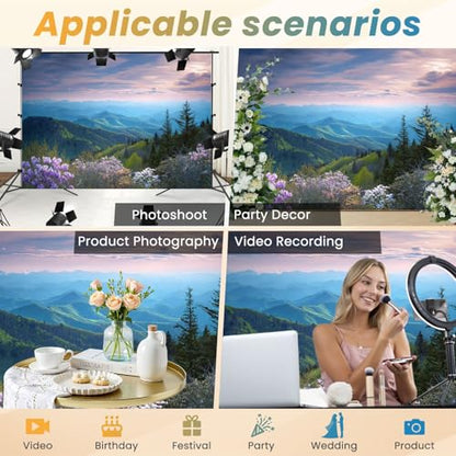 5x7ft Photography Backdrop Scenic Blue Ridge Parkway Appalachians Smoky Mountains Spring Photo Backdrop Photography Background for Photoshoot Portrait Video Party Photo Studio Prop Booth - color: Color4