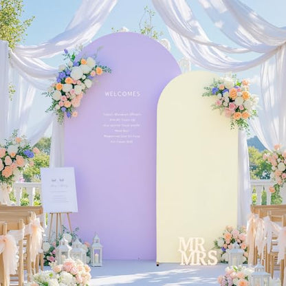 Cream Purple Arch Cover 6ft Spandex Wedding Arch Backdrop Cover for Baby Shower Girls Birthday Party Bridal Shower Balloon Arch Stand Cover Stretchy Backdrop Banquet Photo Arch Background - color: Cream Purple, size: 6FT