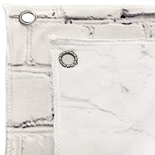 HUAYI White Brick Wall with Wooden Floor Design Photography Backdrop with 2 Hooks for Newborn Portrait Smash Cake D-2504 (5x7ft(Cotton+2Hooks)) - size: 5x7ft-CottonPoly
