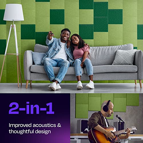 Acoustic Panels 12-Pack Soundproof Wall 12"X12"X0.4" - High Density Sound Dampening [Gin Green Square] - color: Gin Green, size: Square 12 Pack