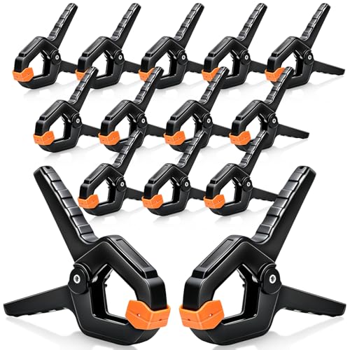 14 Pack Plastic Spring Clamps, 3.5 inch Heavy Duty Clips Spring Clip, Backdrop Clips, Wood Clamps for Backdrop Stand, Crafts, Tarp, Balloon Arch Clip for Woodworking, Home, Photography Black - color: Orange, size: 3.5 Inch_14pcs