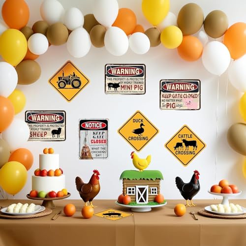 WERNNSAl 9 PCS Farm Birthday Party Decorations - Farm Animal Party Decorations for Boys Kids Barnyar Birthday Supplies Duck Chicken Sign Posters for Home Yard Garden Wall Decor - style: Farm