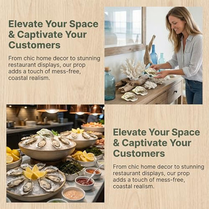 Toyvian 4pcs Artificial Oysters, Fake Shellfish Seafood Model Scallop Food Photography Prop Food Sample Display for Home Kitchen Party Decoration B