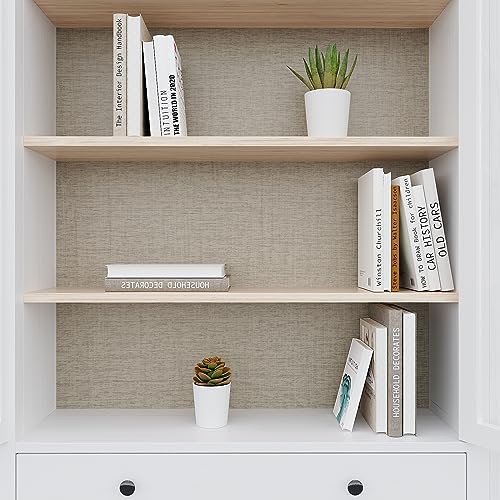 VEELIKE Tan Grasscloth Peel and Stick Wallpaper Textured Grasscloth Wallpaper for Bedroom Bathroom 15.7''x118'' Removable Grass Cloth Linen Wall Paper Self Adhesive Brown Contact Paper for Walls - size: 15.7" x 118"