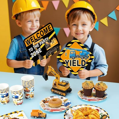 WERNNSAl Construction Party Decorations - 12PCS Truck Signs Birthday Decorations for Kids Boys Construction Birthday Party Supplies Funny Traffic Road Signs for Baby Shower Home Garden Yard Decor - style: Construction Truck