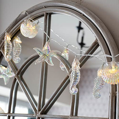 YOLIGHT Seashell Starfish Seahorse String Lights Timer 6.5ft 10 LED Ocean Fairy Lights Battery Operated Under The Sea Decoration for Tropical Nautical Theme Party Beach Wedding Kids Room Décor - style: Ocean Theme