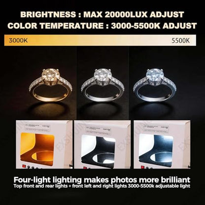 Mini Photo Studio for Jewelry, Dimmable Led Photo Tent – 360° Electric Rotating Turntable, Adjustable Brightness & Speed, 3000-5500k, for Gold, Silver, Gemstones & Perfumes Small Item(TB20) - color: TB20