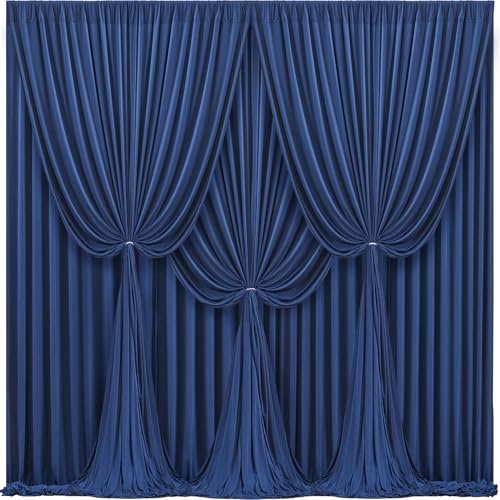 24x10FT Navy Blue Backdrop Curtains for Wedding Parties, Wrinkle Free Polyester Photography Backdrop Drapes for Graduation Baby Shower Birthday Stage Background Stand Decorations 4x10ft,6 Panels - color: Navy Blue, size: W4' x H10'(6 Panels)