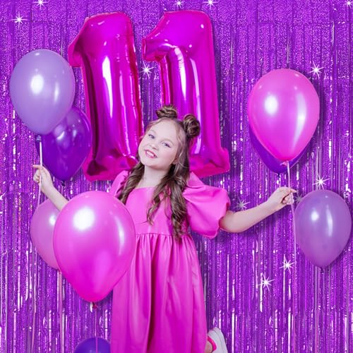 Tinsel Curtain Party Backdrop Purple Birthday Party Decorations 2 Packs Glitter Foil Fringe Curtain Decor Streamers Photo Booth for Birthday Christmas Wedding Halloween Graduation - color: Purple, size: 2 Pack