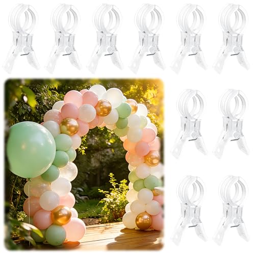 PUGPIU 10 Pack Balloon Arch Clips for Backdrop | Plastic Transparent Spring Clamps | 3.5 Inch Heavy Duty Clip for Backdrop Stand | Birthday Wedding Decoration | Photography Studio | Crafts | Clothing - color: Clear1