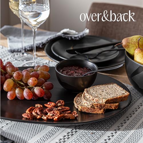 over&back Coupe Stoneware Serving Platter - Elegant 1-Piece Oval Serving Platter to Complete Your Kitchen Set - 16.4" x 11.5" - Semi-Matte Black - color: Black, size: Oval Platter