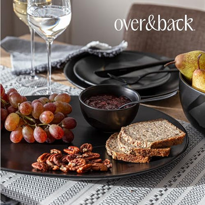 over&back Coupe Stoneware Serving Platter - Elegant 1-Piece Oval Serving Platter to Complete Your Kitchen Set - 16.4" x 11.5" - Semi-Matte Black - color: Black, size: Oval Platter