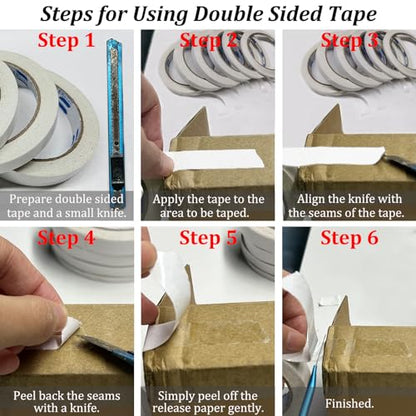 SmaringWing Double Sided Tape for Crafts, 6 Rolls Multi-Size Double-Sided Adhesive Tape for Arts, Photography, Gift Box, Scrapbooking, Card Making, Paper Backing - size: 5mm/ 6mm/ 8mm/ 10mm/ 12mm/ 15mm