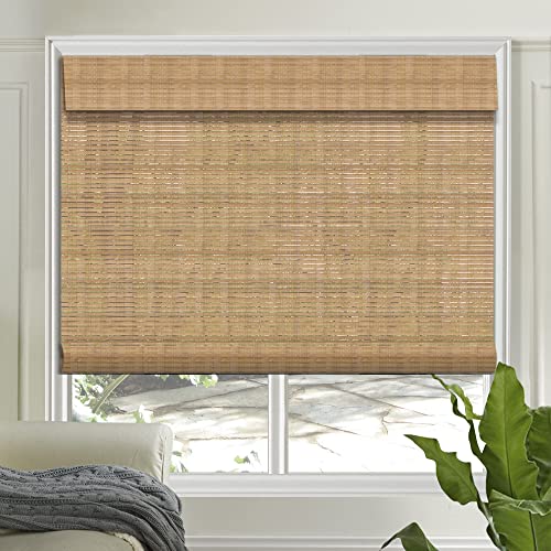 Letau No Drill No Tools Cordless Wood Window Shades Blinds, Bamboo Light Filtering Roller Shades, Color 12 - color: Color 12