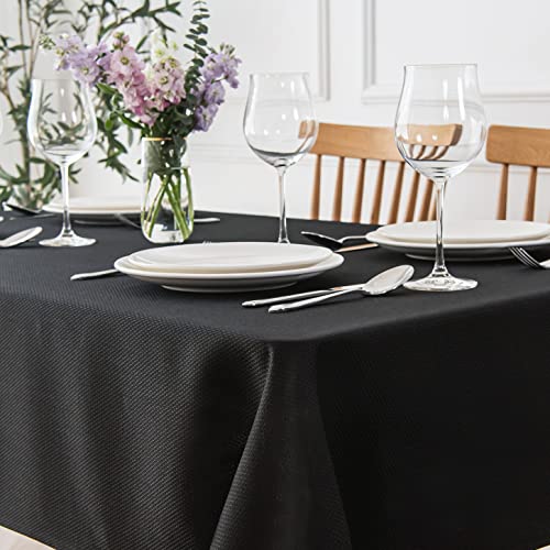 maxmill Jacquard Square Tablecloth Waterproof Spillproof Wrinkle Resistant Soft Textured Table Cloth for Dinner and Party Washable Polyester Fabric, Indoor and Outdoor Use, 60 x 60 Inch, Black - color: Nova Black, size: 60" x 60" (Square)