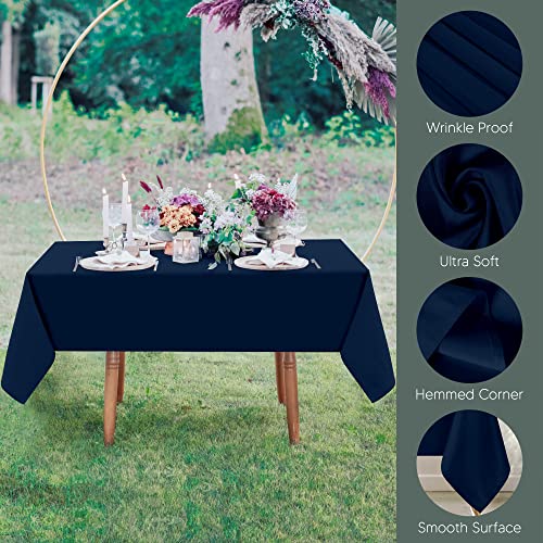 Utopia Kitchen Rectangle Table Cloth 2 Pack(54x54 Inches, Navy Blue), Tablecloth Machine Washable, Polyester Table Cover for Dining, Buffet Parties, Picnics, Events, Weddings and Restaurants - color: Navy Blue, size: 2 Pack 54x54 Inch Tablecloth