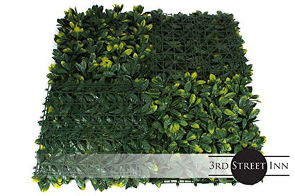 3rd Street Inn Artificial Hedge - Outdoor Artificial Plant - Great Boxwood and Ivy Substitute - Sound Diffuser Privacy Fence Hedge - Topiary Greenery Panels (12, Laurel) - color: Laurel