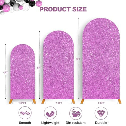 Lavender Backdrop Arch Glitter 2-Sided 4FT 5FT 6FT Sequin Fabric Surface Stretchy Shiny Spandex Arch Stand Cover for Wedding Birthday Party Decorations