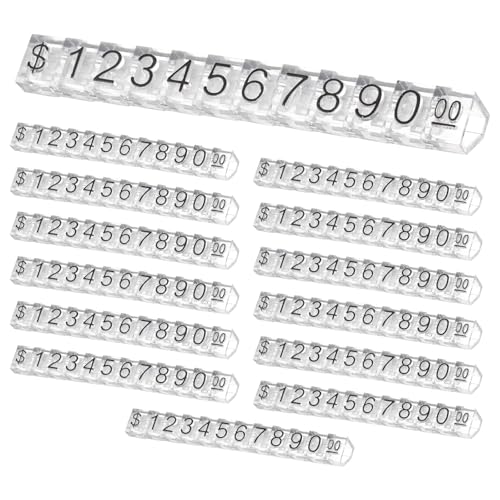uxcell 14 Set Price Display Cube, Adjustable Price Tag Stand Removable Mini Tag Number Letter Price Dollar Block Kit for Jewelry Retail Shop Price Signs (Clear/Black, 3.1" Length) - color: Clear/Black, size: 7.8"