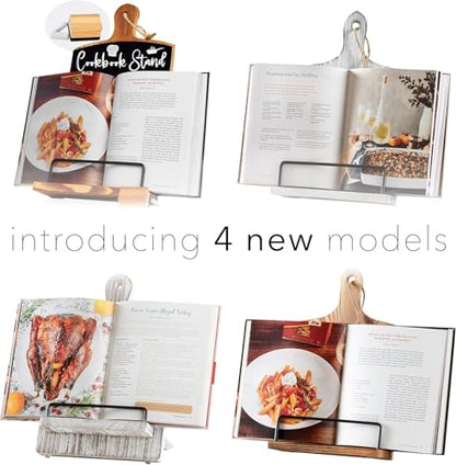 Willow & Croft Premium Cook Book Stand. Farmhouse Cutting Board Stand Cookbook Holder, Recipe Book Holder. Distressed Cookbook Stand for Kitchen Counter. Rustic Home Decor, Adjustable Display Stand. - style: Brown - Cutting Board Design