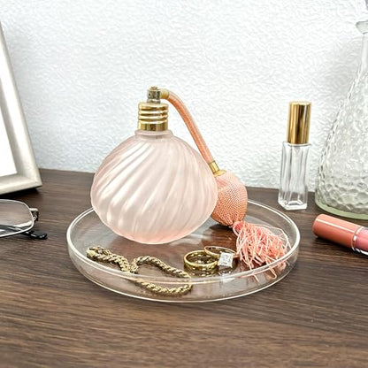 Plymor 5.5" x 5.5" Round Glass Display Tray, Pack of 2 - size: 5.5" x 5.5"