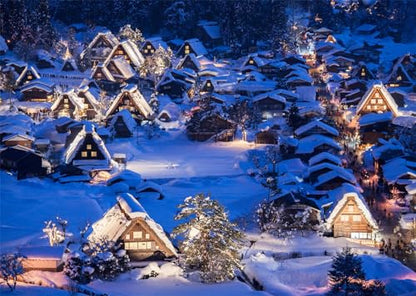 5x3ft Fabric Christmas Backdrop Winter Rustic Village Night View Scenery Photography Background Kids Adults Christmas New Year Party Decoration Photo Studio Props - size: 5x3FT