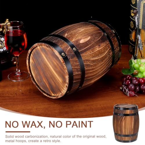 Kichvoe Wine Barrel Decor Wooden Oak Barrel Ornament Retro Bar Landscaping Decorative Wine Photo Prop 4.2 Inch Rustic Tabletop Display