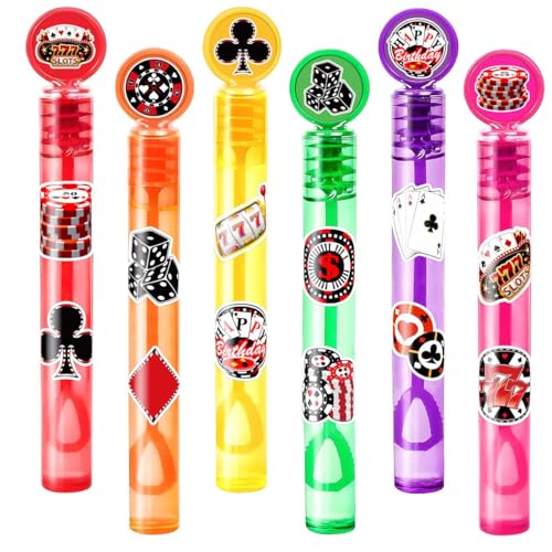 Casino Party Favors for Kids – 24PCS Game-Themed Mini Bubble Wands, Great for Birthday Supplies, Pinata Fillers, Goodie Bags & Classroom Rewards