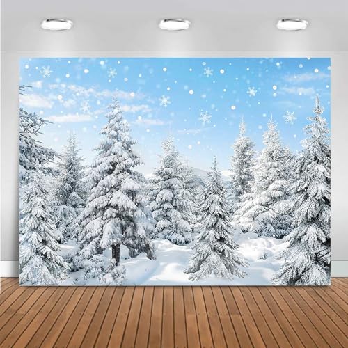Mocsicka Winter Scene Backdrop Winter Wonderland Snowflake Photography Background White Snow Forest Christmas Winter Holiday Party Ddecorations Photo Studio Props (8x6ft (96x72 inch)) - size: 8x6ft (96x72 inch)