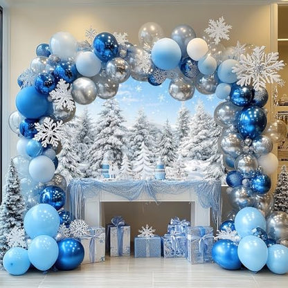 Mocsicka Winter Scene Backdrop Winter Wonderland Snowflake Photography Background White Snow Forest Christmas Winter Holiday Party Ddecorations Photo Studio Props (8x6ft (96x72 inch)) - size: 8x6ft (96x72 inch)